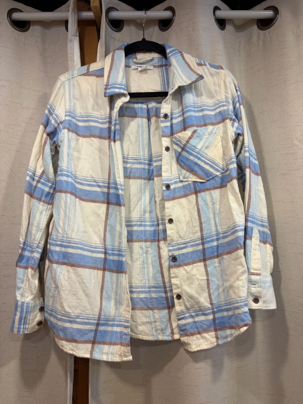 O’Neill Light Blue & Cream Plaid Button-Up Shirt